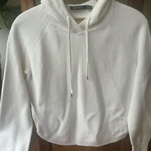Lauren Ralph Lauren Women’s Cream Hooded Sweater • Cozy Knit Pullover Small